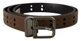 Dolce & Gabbana Dark Brown Perforated Leather Metal Belt -   -  Dolce & Gabbana.
